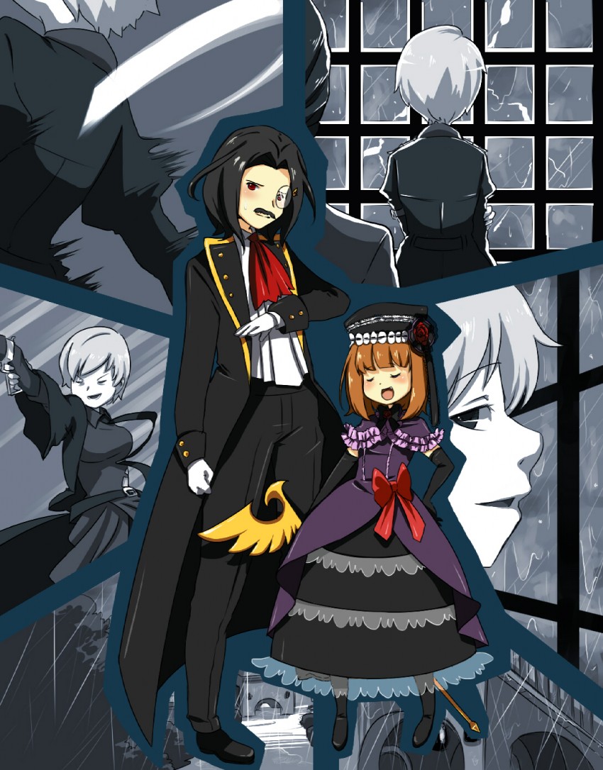 eva beatrice, ushiromiya kyrie, and ronove (umineko no naku koro ni) drawn by ai-wa