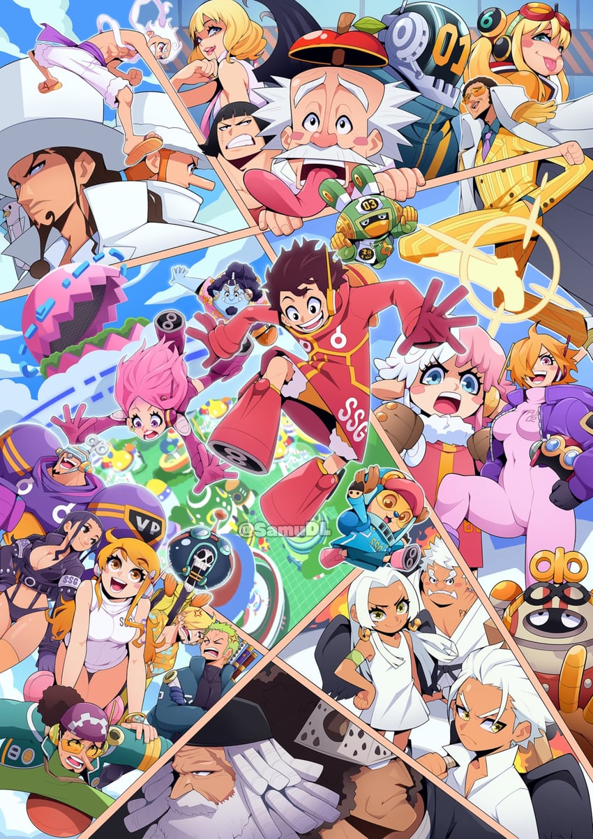 nami, monkey d. luffy, nico robin, roronoa zoro, sanji, and 24 more (one piece) drawn by samu_(samudl)