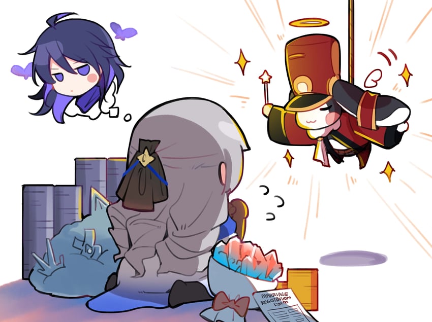 bronya rand, seele, and pom-pom (honkai and 1 more) drawn by sunny_day_9797