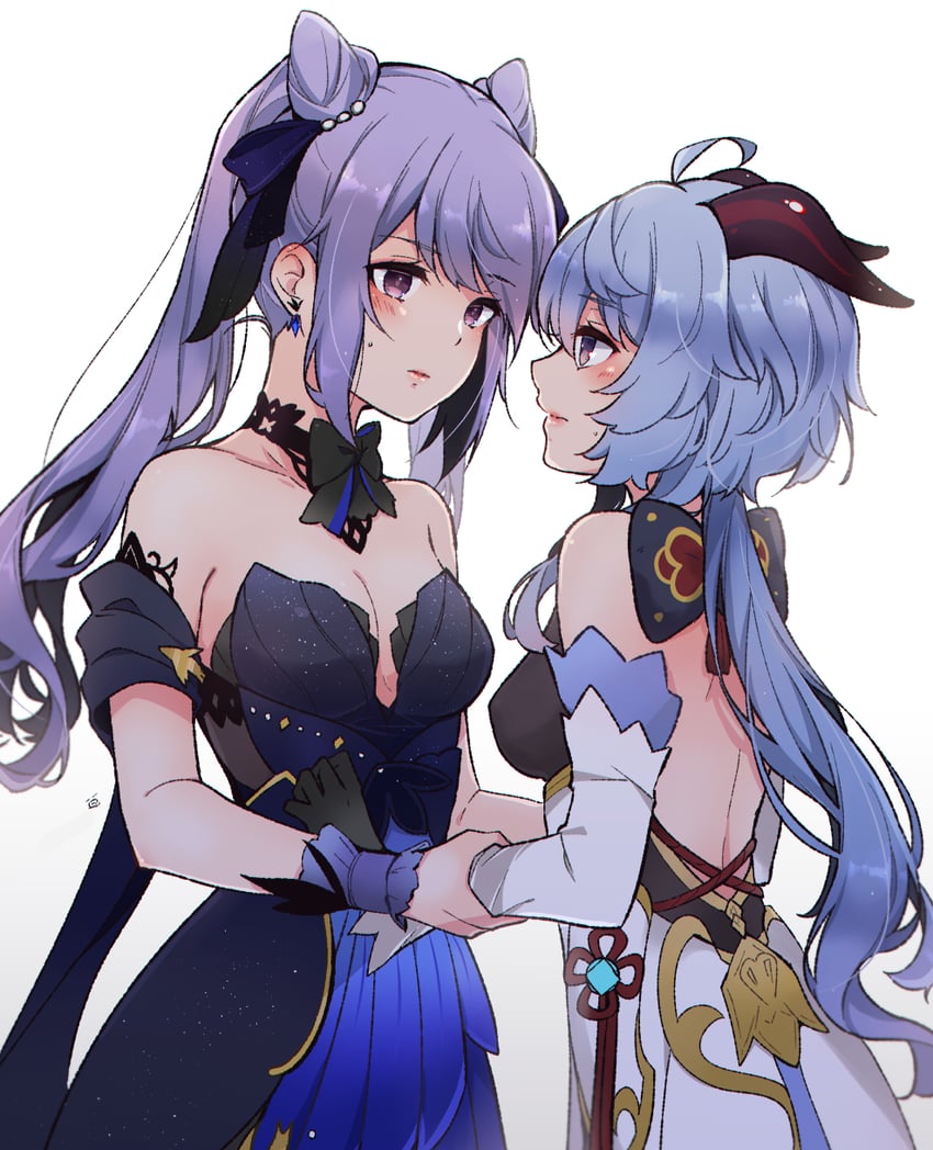 ganyu and keqing (genshin impact) drawn by nu_(nmas_nmnk34)