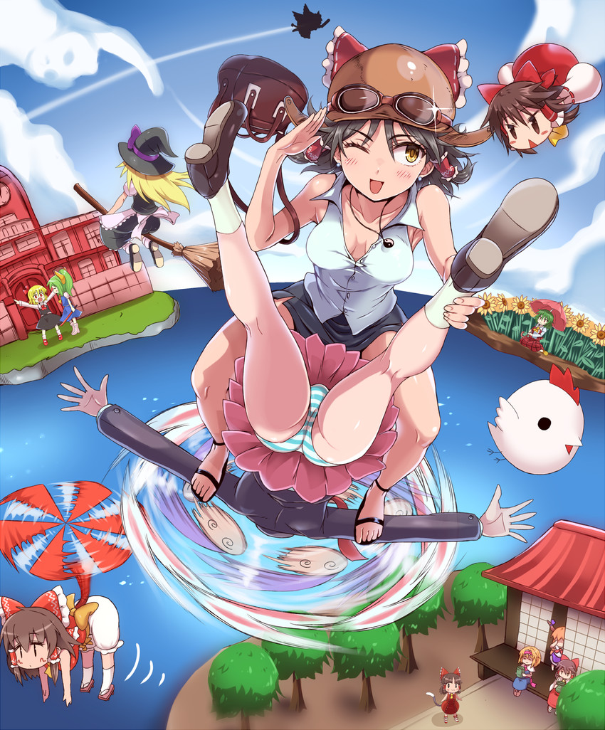 hakurei reimu, alice margatroid, reisen udongein inaba, rumia, reiuji utsuho, and 15 more (touhou and 1 more) drawn by enperuto_(yarumi)