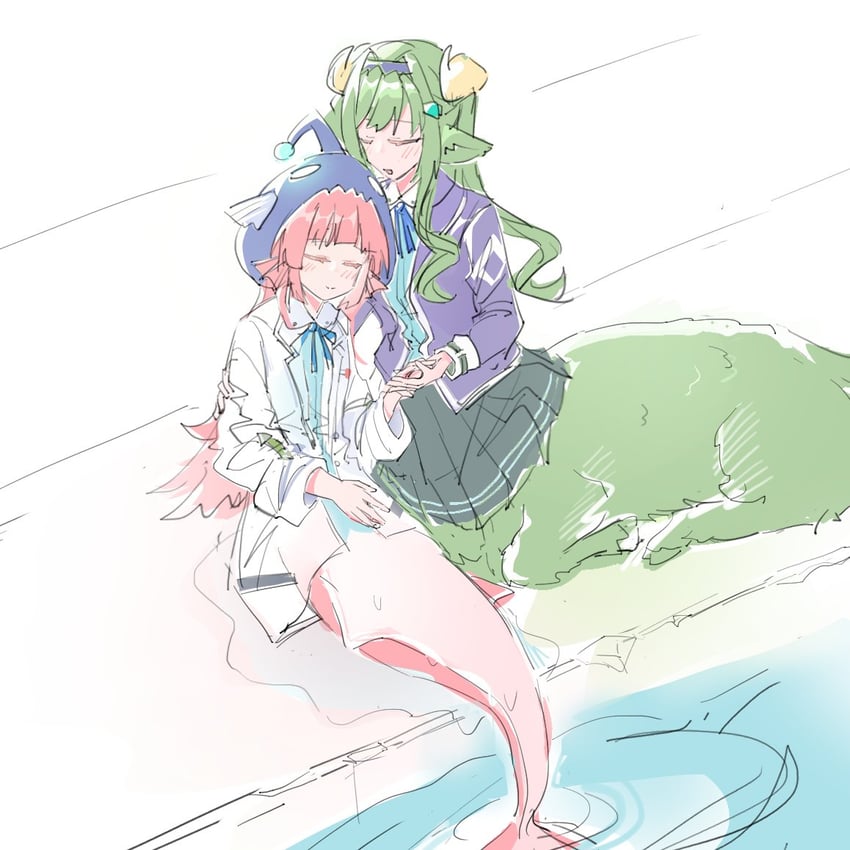 murohushi risa and mizuhara aina (heaven burns red) drawn by rantan_0925