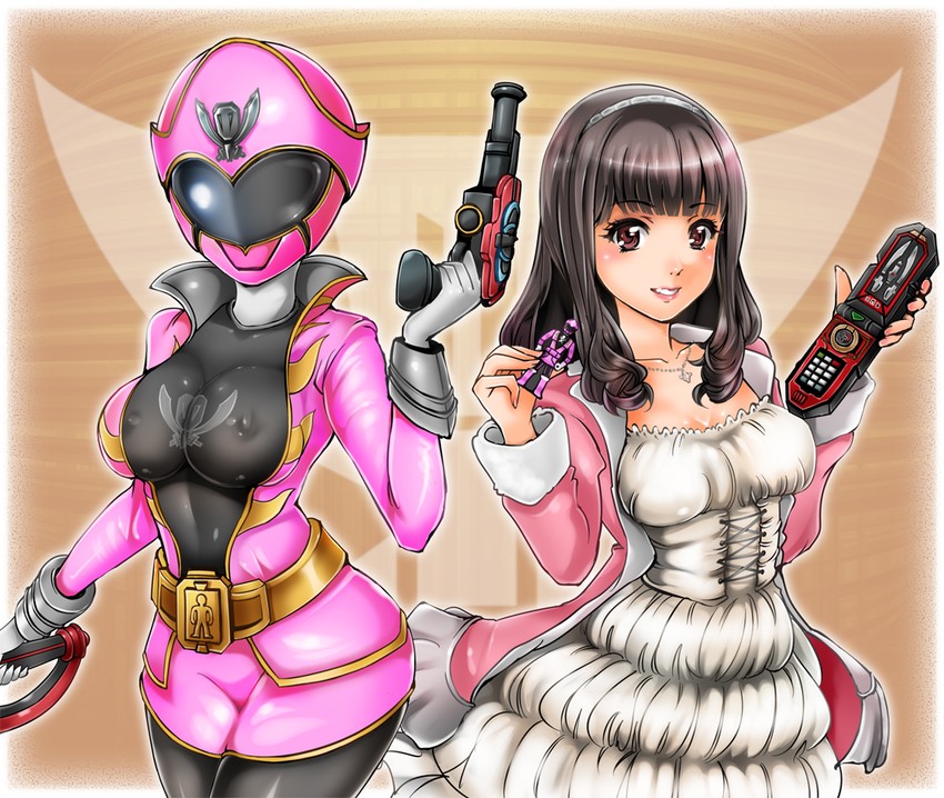 ahim de famille and gokai pink (super sentai and 1 more) drawn by 1041_(toshikazu)