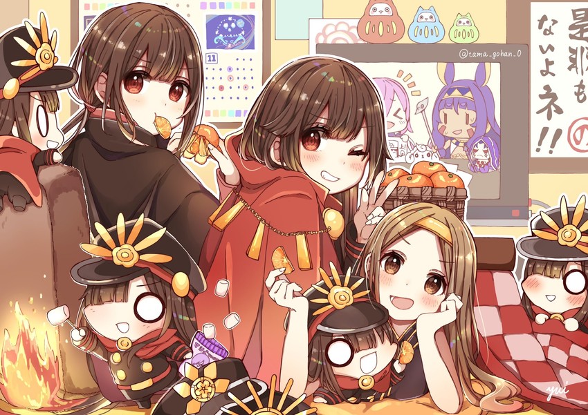 mash kyrielight, cu chulainn, oda nobunaga, nitocris, fou, and 4 more (fate and 2 more) drawn by yui_(tamagohan)