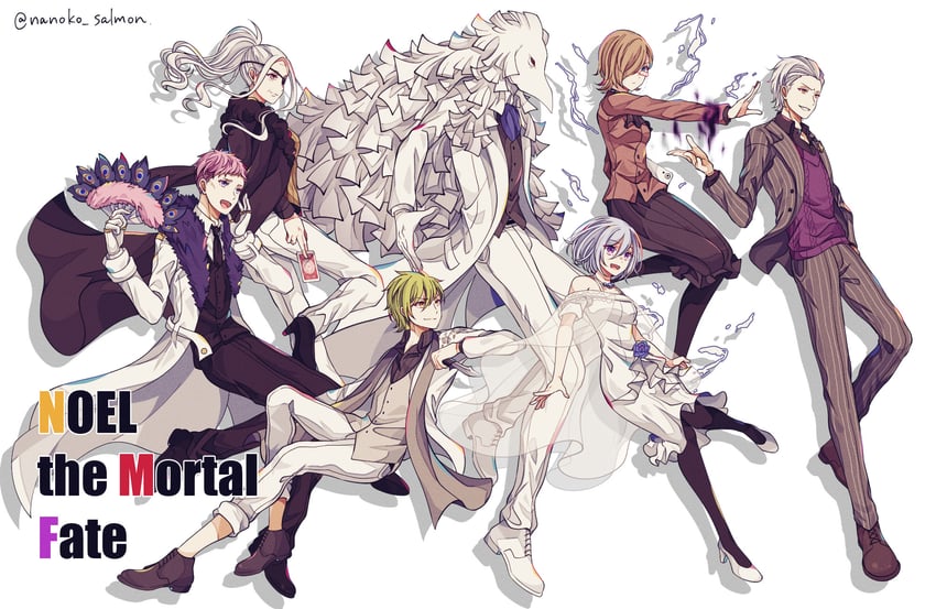 jillian littner, caesar, russell burrows, jino lorenzi, madame coffin, and 2 more (higyaku no noel) drawn by nanoko