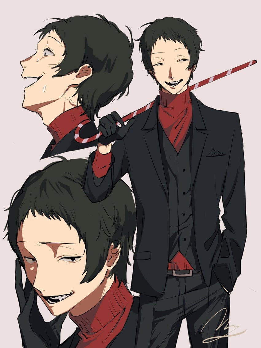 adachi tooru (persona and 1 more) drawn by momotamago
