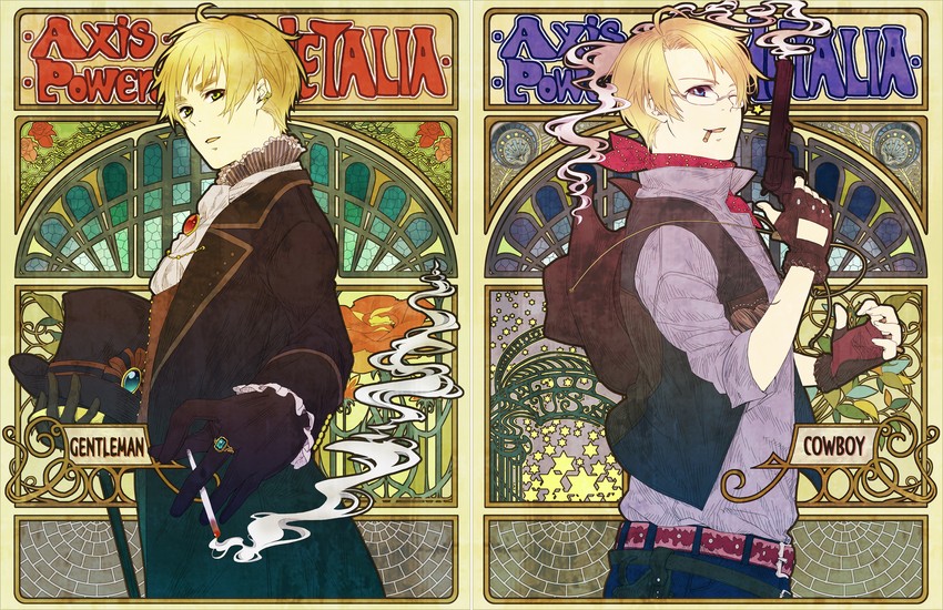 america and united kingdom (axis powers hetalia) drawn by mushi_kei