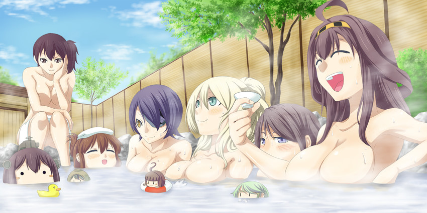 kaga, kongou, inazuma, tenryuu, yukikaze, and 6 more (kantai collection) drawn by natsumi_chorisuke