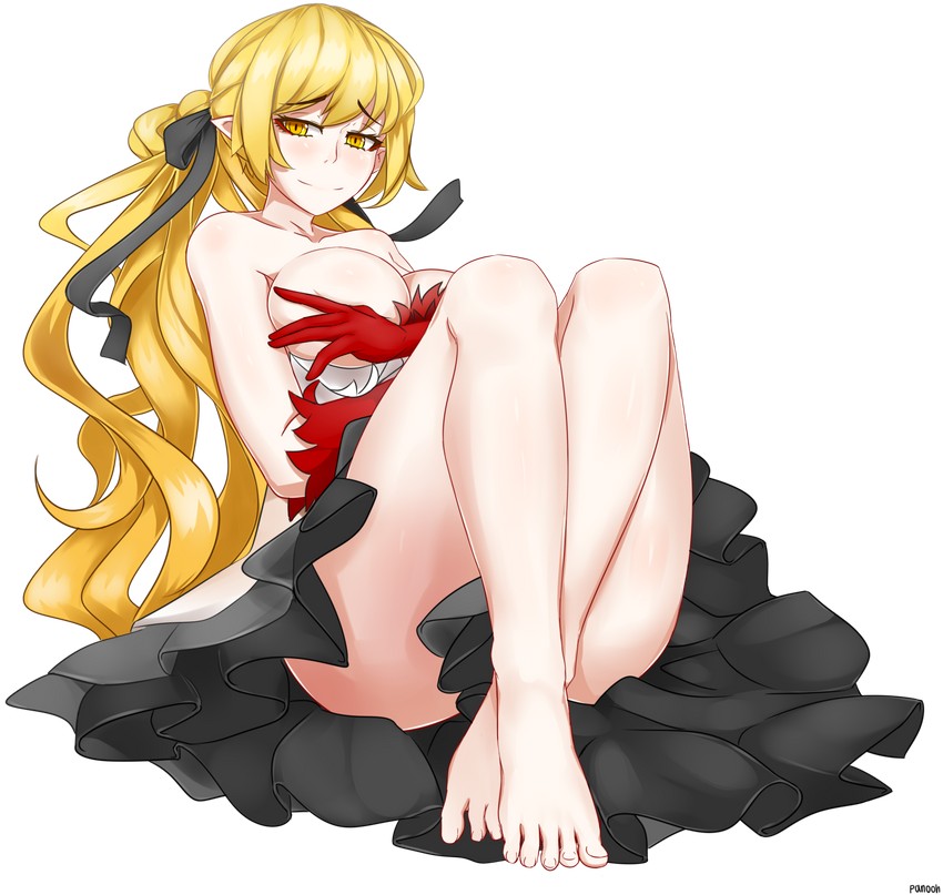 oshino shinobu and kiss-shot acerola-orion heart-under-blade (monogatari and 1 more) drawn by pan-ooh
