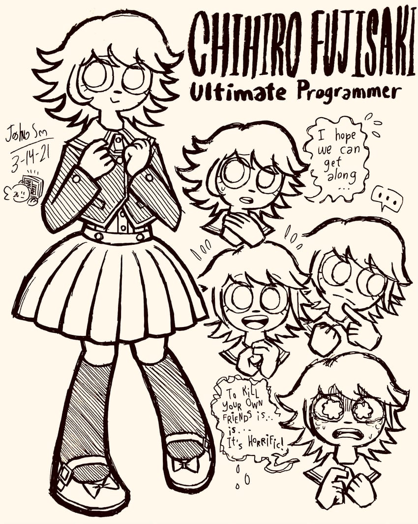 fujisaki chihiro (danganronpa and 1 more) drawn by josh-s26