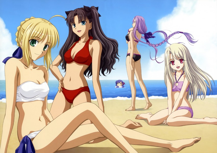 artoria pendragon, saber, tohsaka rin, illyasviel von einzbern, matou sakura, and 1 more (fate and 1 more) drawn by ishihara_megumi