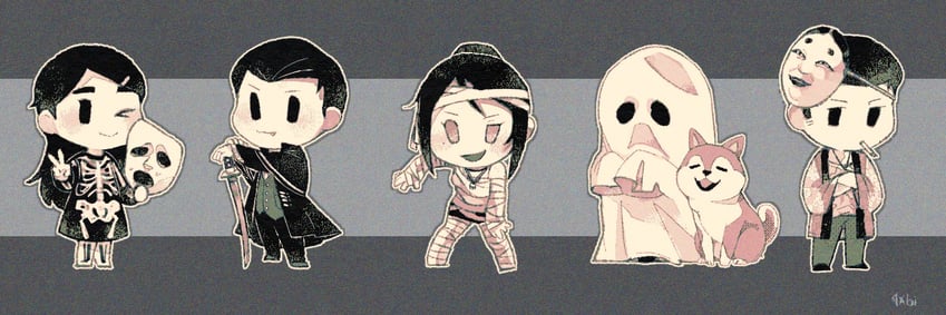 mizuki hamasaki, kirie minami, kouji tagawa, aiko takahashi, and haru (world of horror) drawn by xqxbi