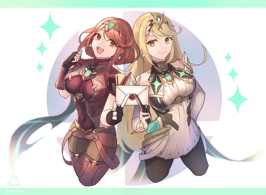 pyra and mythra (xenoblade chronicles and 2 more) drawn by comumo