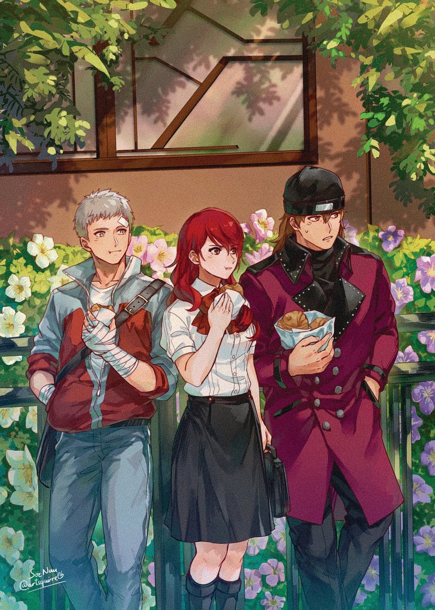 kirijou mitsuru, sanada akihiko, and aragaki shinjirou (persona and 1 more) drawn by soc_nau