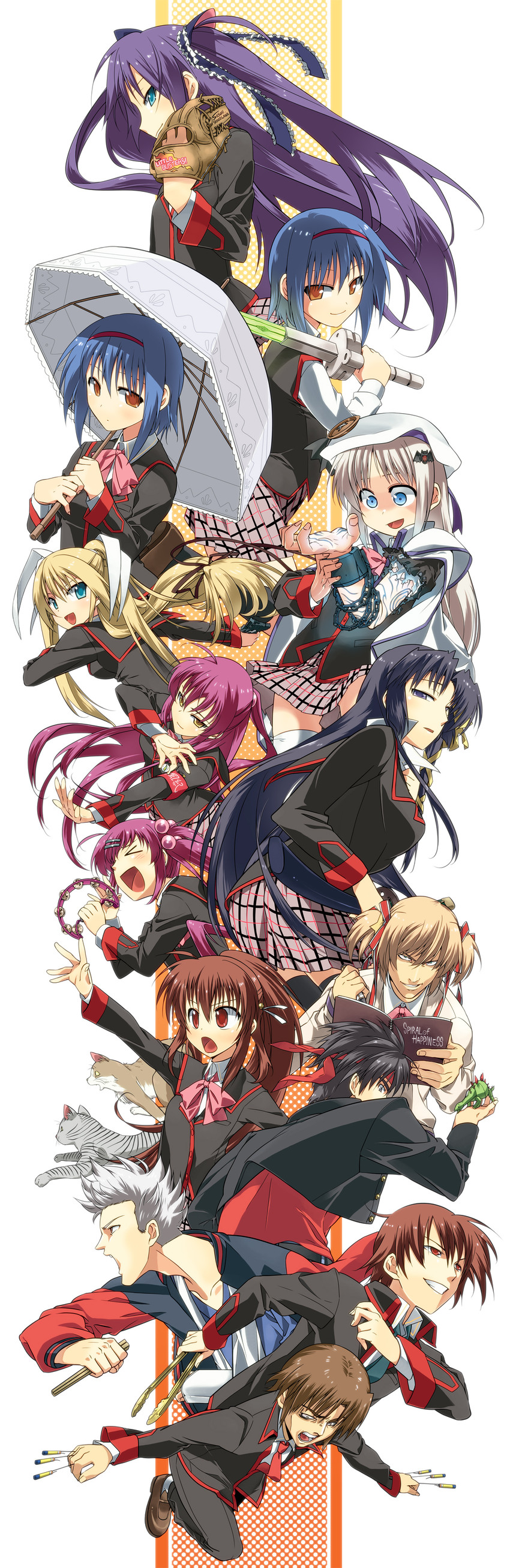 noumi kudryavka, natsume rin, kamikita komari, naoe riki, natsume kyousuke, and 9 more (little busters! and 1 more) drawn by tsuchinoko_(muni_muni)
