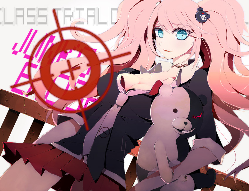 enoshima junko and monokuma (danganronpa and 1 more) drawn by hyunko_(hynxxxko)