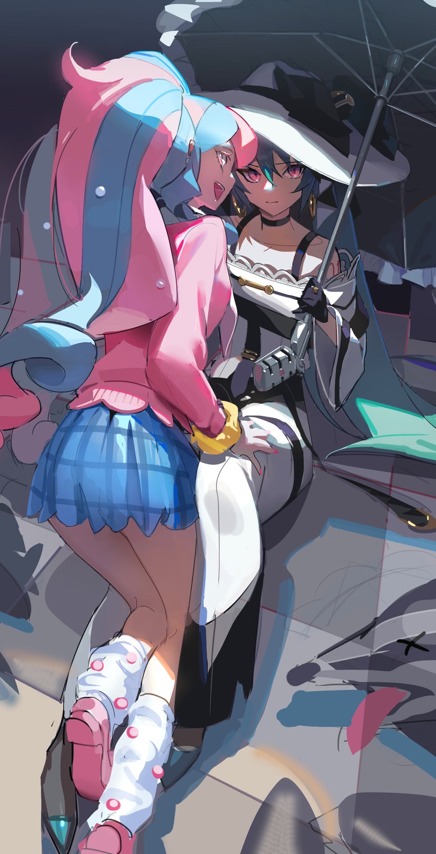 hatsune miku, fairy miku, obstagoon, and dark miku (pokemon and 2 more) drawn by butyou_(mika1412)