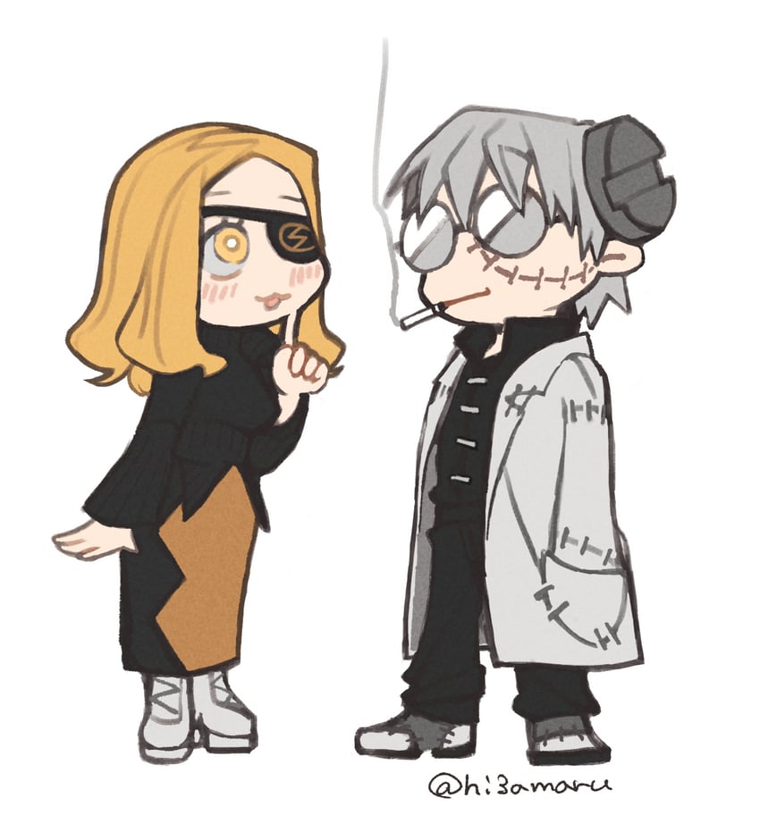 franken stein and marie mjolnir (soul eater) drawn by hissiu