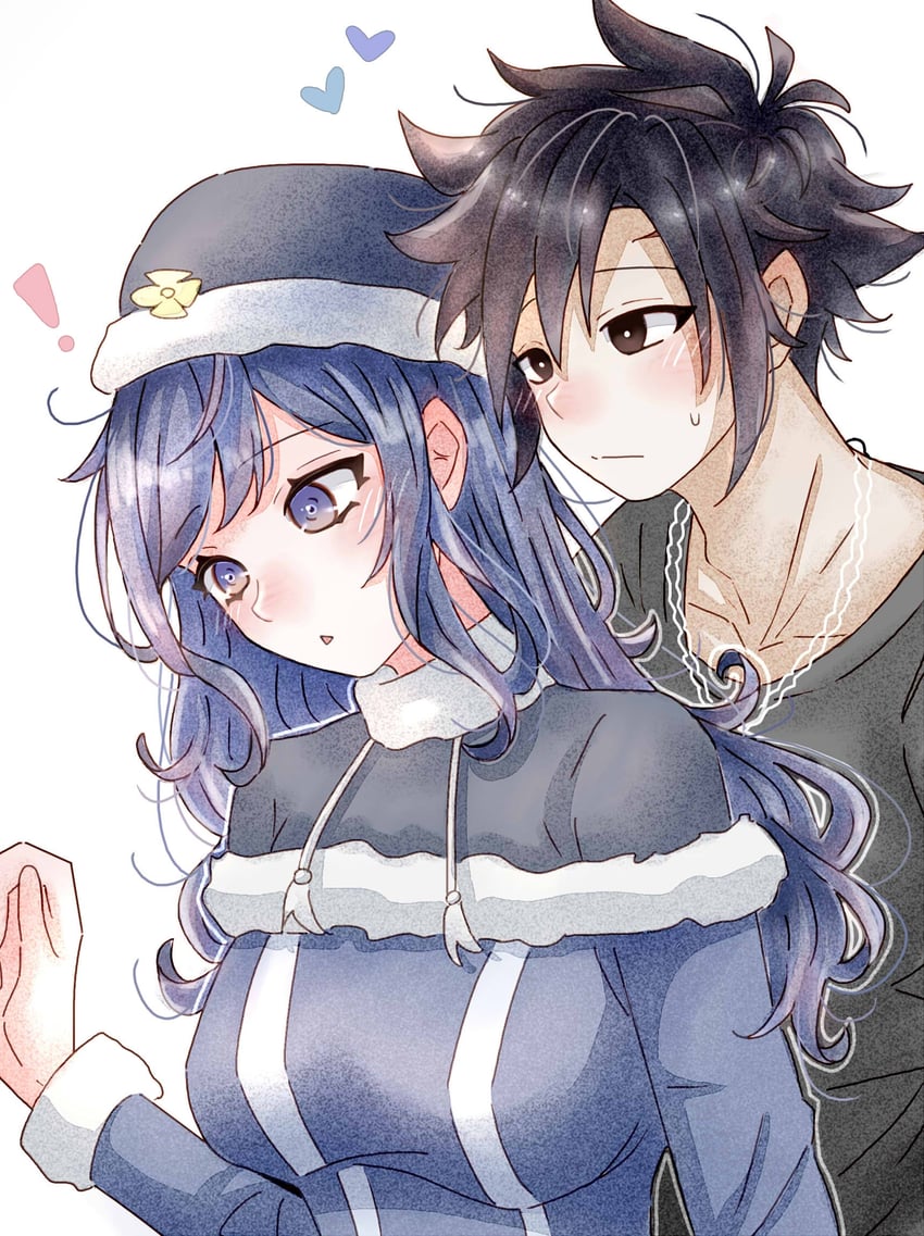 juvia lockser and gray fullbuster (fairy tail) drawn by 7_(milu577610)