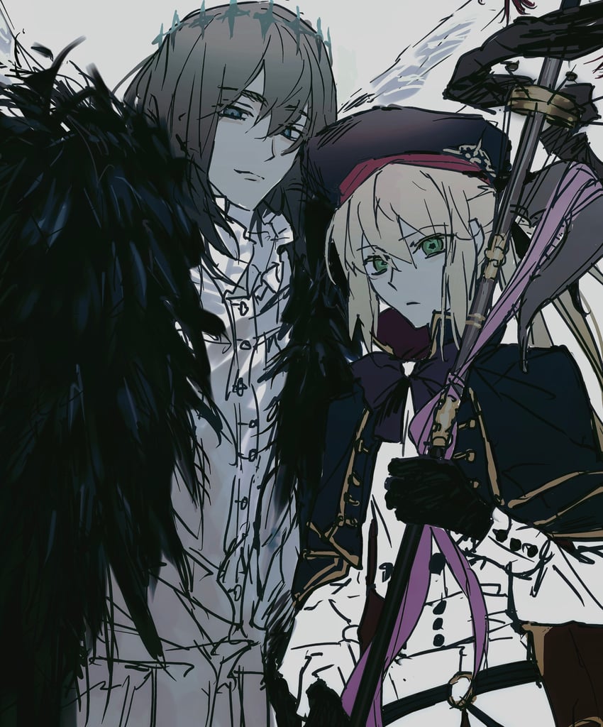 artoria pendragon, artoria caster, and oberon (fate and 1 more) drawn by e9_ek3s