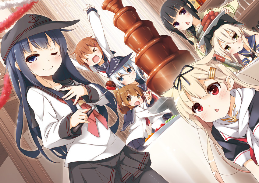 shimakaze, hibiki, inazuma, yuudachi, ikazuchi, and 5 more (kantai collection) drawn by yume_no_owari