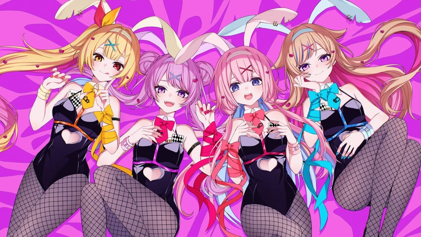 hoshikawa sara, suo sango, tanaka hime, and suzuki hina (nijisanji and 2 more) drawn by yanagida_shiina