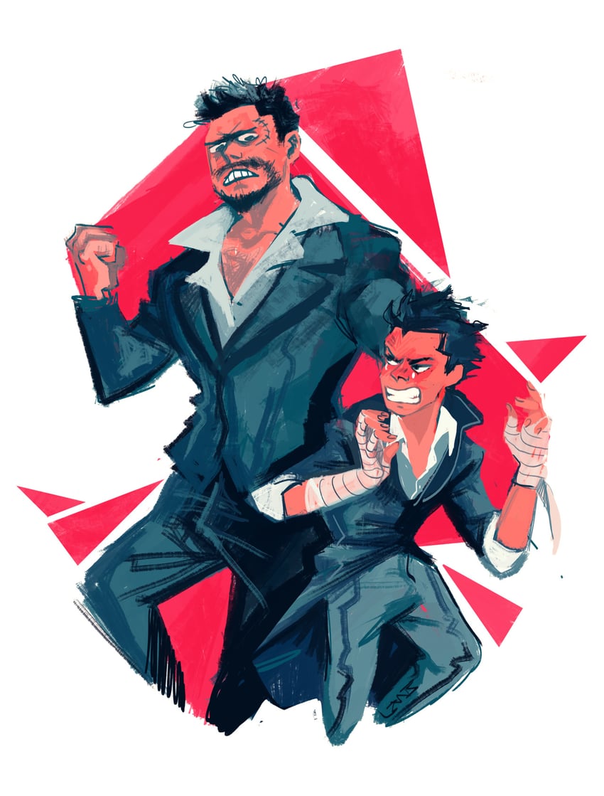 monkey d. garp and monkey d. dragon (one piece) drawn by m4stry