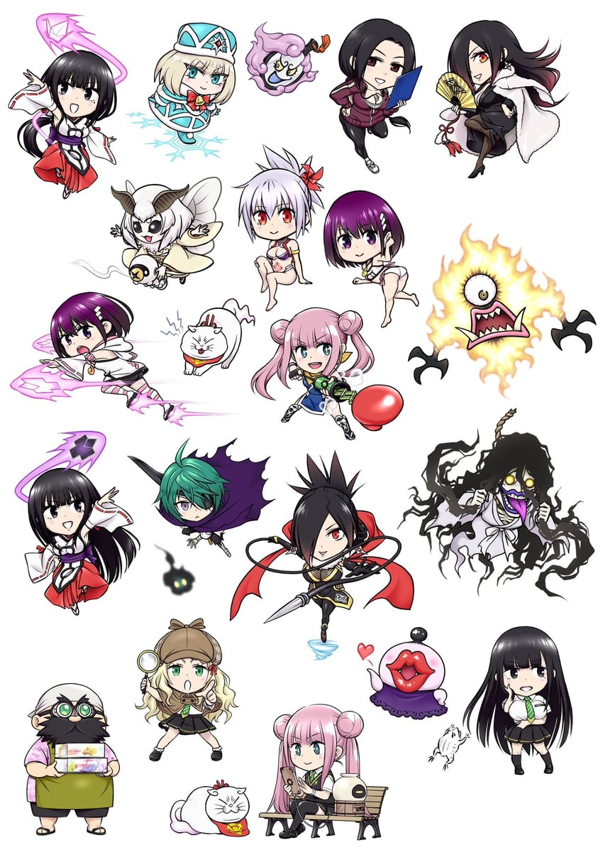 kazamaki matsuri, kanade suzu, shirogane, tsukioka lucy, korogi reo, and 5 more (ayakashi triangle) drawn by yabuki_kentarou