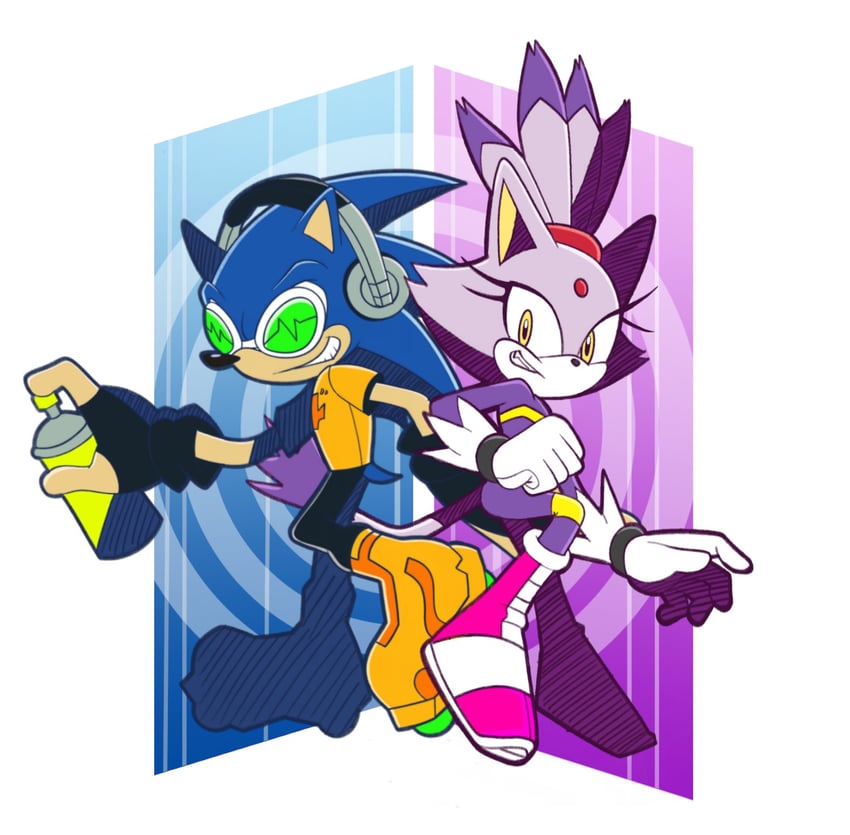 sonic the hedgehog, blaze the cat, and beat (sonic and 3 more) drawn by furdy