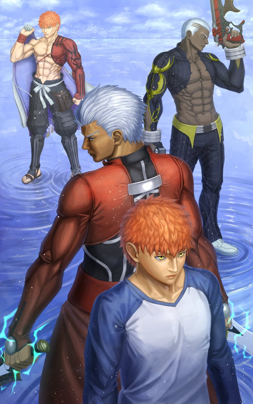 emiya shirou, archer, senji muramasa, and emiya alter (fate and 2 more) drawn by kai_hadaly
