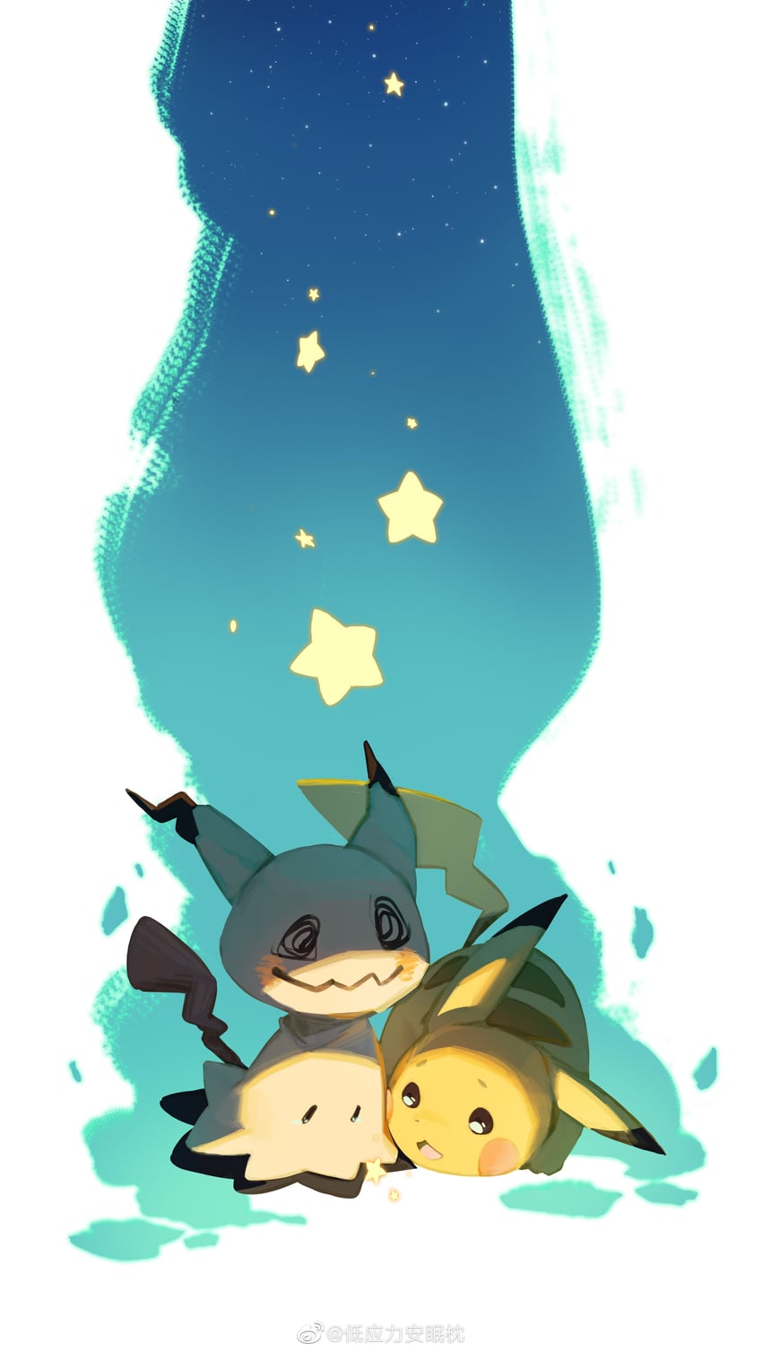 pikachu and mimikyu (pokemon) drawn by di_yingli_bu_anmian_zhen