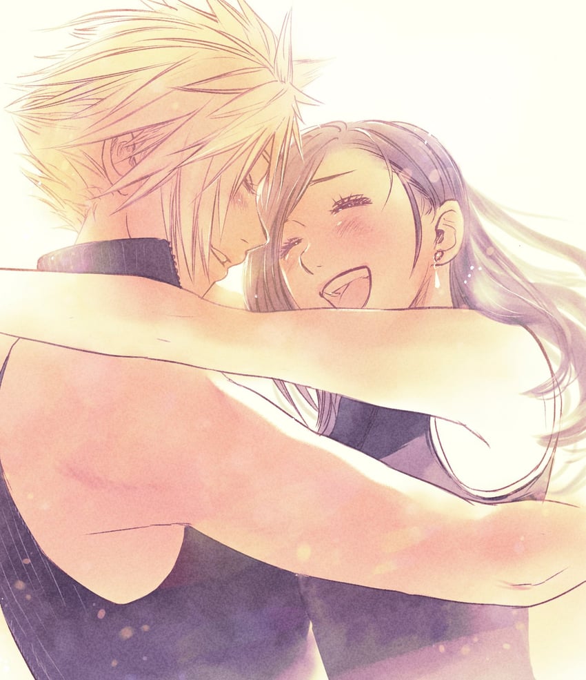 tifa lockhart and cloud strife (final fantasy and 2 more) drawn by rakuct