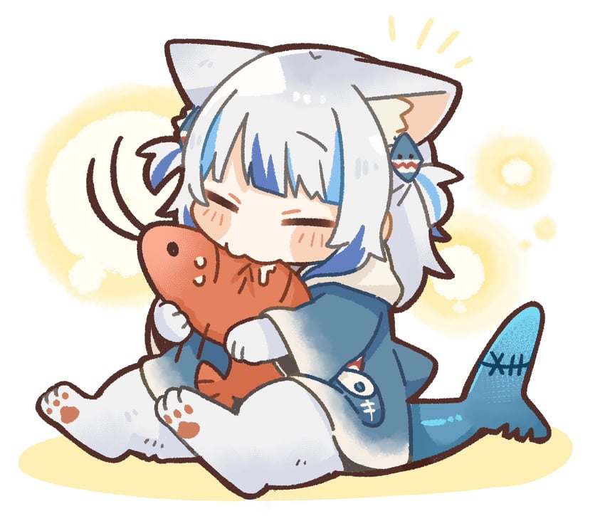 gawr gura and ebi-chan (hololive and 1 more) drawn by same_anko