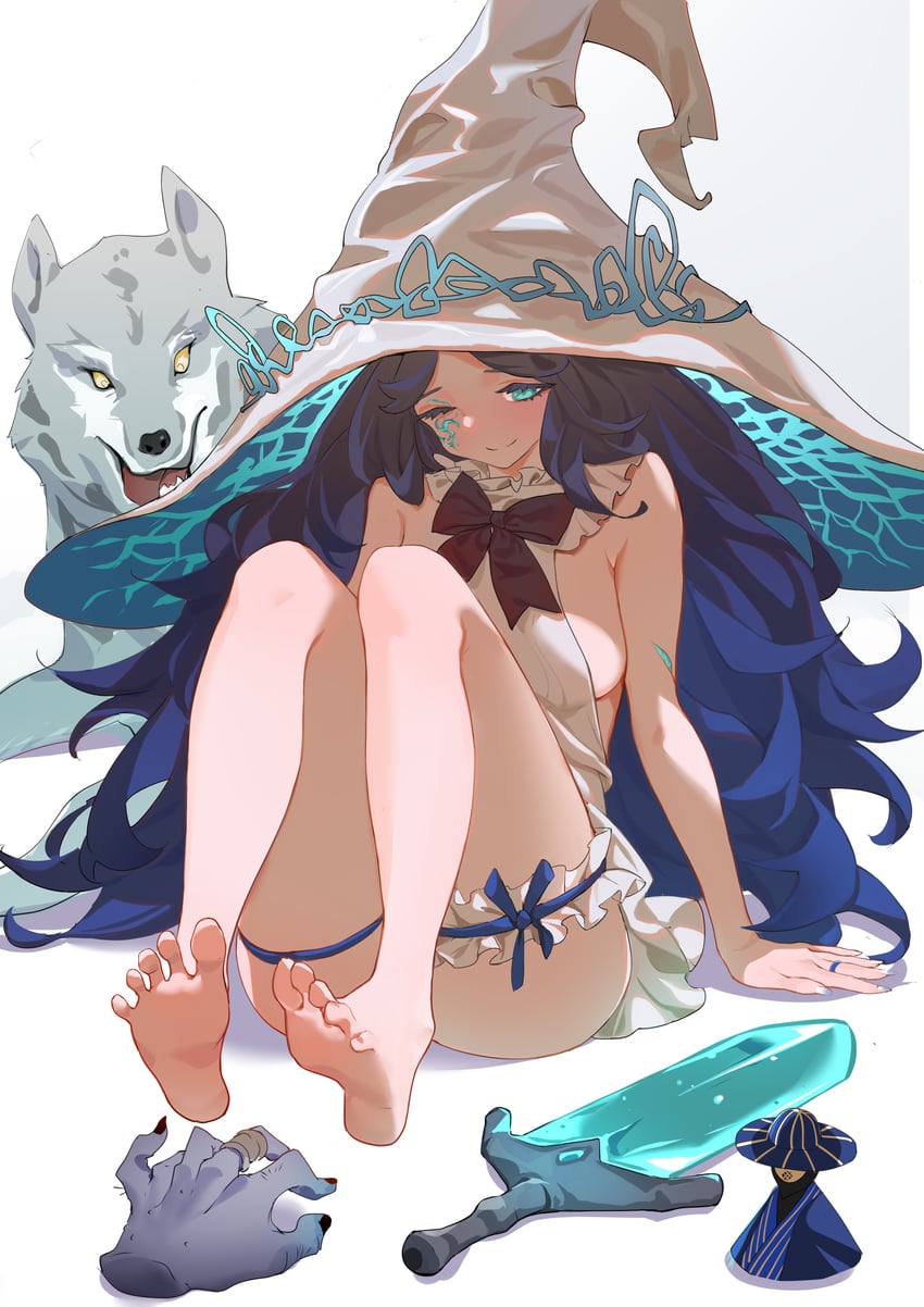 ranni the witch, preceptor seluvis, and fingercreeper (elden ring) drawn by bob_(pixiv49522586)
