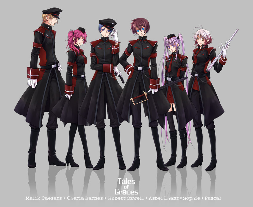 sophie, asbel lhant, cheria barnes, pascal, hubert ozwell, and 1 more (tales of and 1 more) drawn by yuki_(port_fairy)