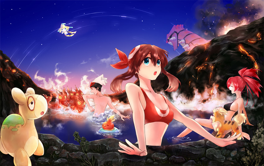 may, brendan, jirachi, torchic, flannery, and 4 more (pokemon and 1 more) drawn by blue12tt