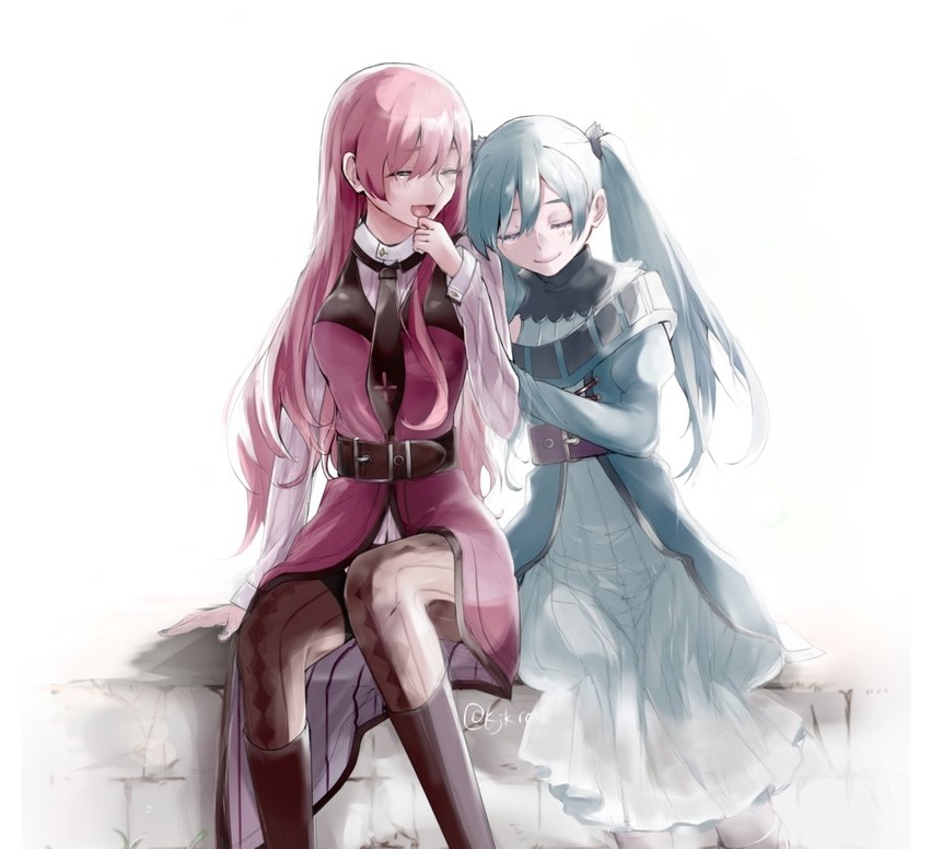 hatsune miku and megurine luka (vocaloid) drawn by lady-ichiko