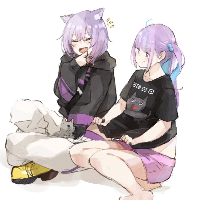 nekomata okayu, minato aqua, neko, and temari (hololive) drawn by kase_(kurimuzone_oruta)