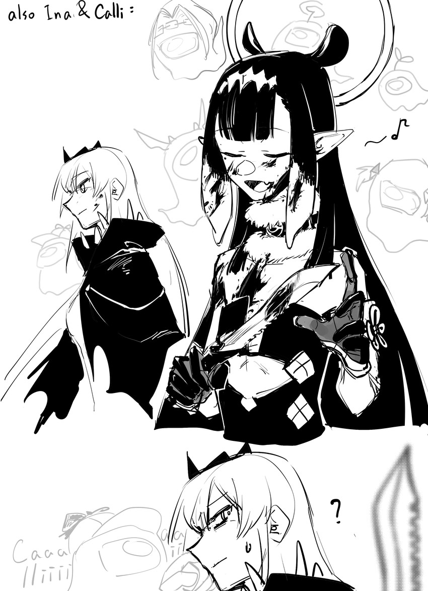 mori calliope, ninomae ina'nis, ouro kronii, nanashi mumei, watson amelia, and 3 more (hololive and 2 more) drawn by guiyu_(nocaudal)