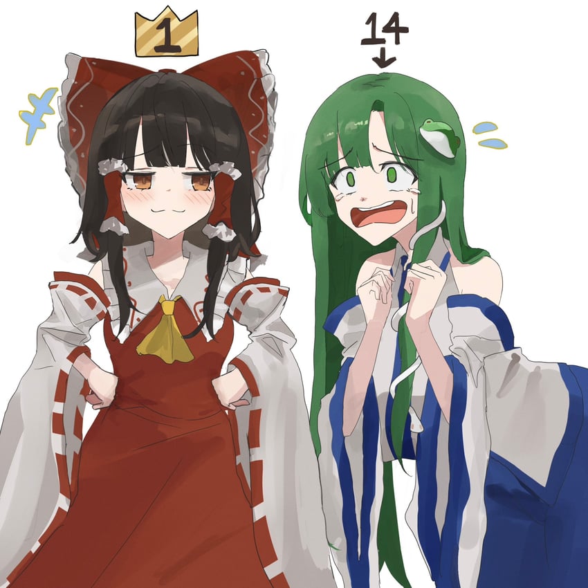 hakurei reimu and kochiya sanae (touhou) drawn by mino_(minori)
