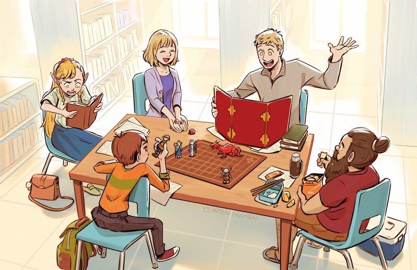 marcille donato, falin touden, laios touden, senshi, and chilchuck tims (dungeon meshi) drawn by claytondraws