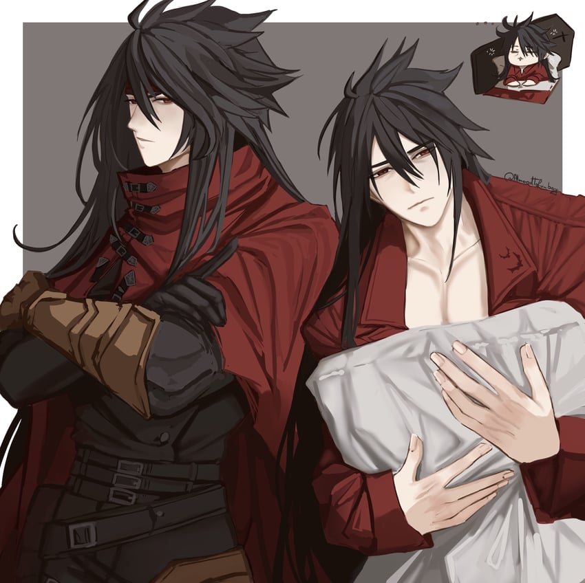 vincent valentine (final fantasy and 3 more) drawn by almondtofu_boy