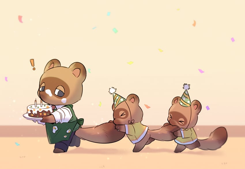 tom nook, timmy, and tommy (animal crossing) drawn by jbee_34