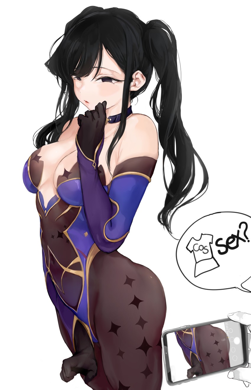 mona and komi shouko (genshin impact and 1 more) drawn by mamimi_(mamamimi)