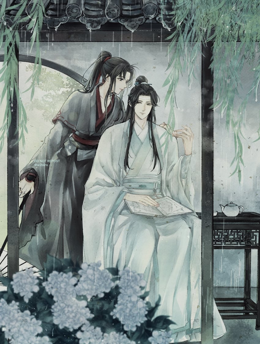 wei wuxian and lan wangji (modao zushi) drawn by w2biiro