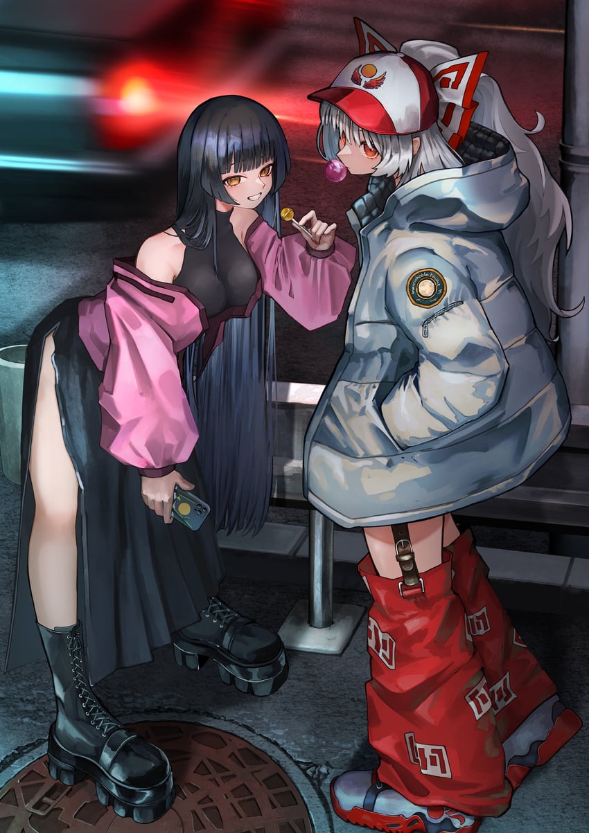 fujiwara no mokou and houraisan kaguya (touhou) drawn by dedemaru