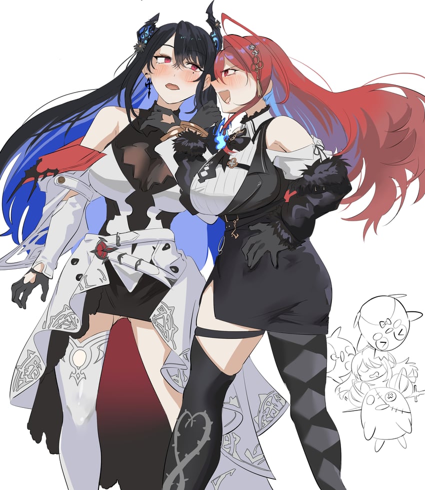 nerissa ravencroft and elizabeth rose bloodflame (hololive and 1 more) drawn by set7