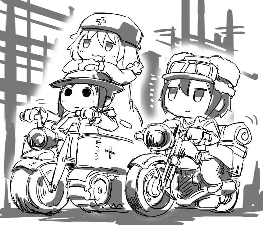 kino, chito, yuuri, and hermes (shoujo shuumatsu ryokou and 1 more) drawn by chaki_(teasets)