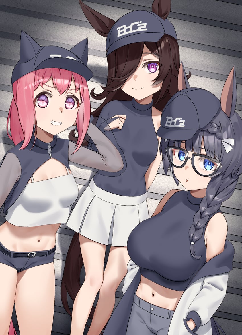 haru urara, zenno rob roy, and rice shower (umamusume) drawn by factory314