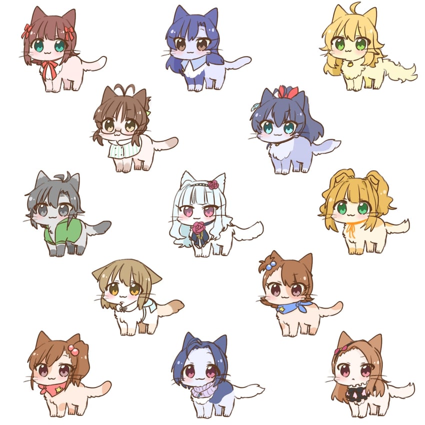 hoshii miki, kisaragi chihaya, amami haruka, kikuchi makoto, shijou takane, and 8 more (idolmaster and 2 more) drawn by hutaba